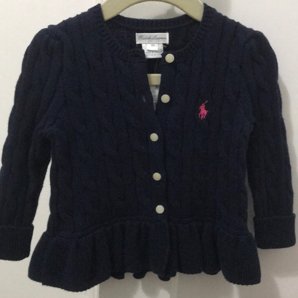 🎉🎉BNWT Ralph Lauren Navy Peplum Cardigan